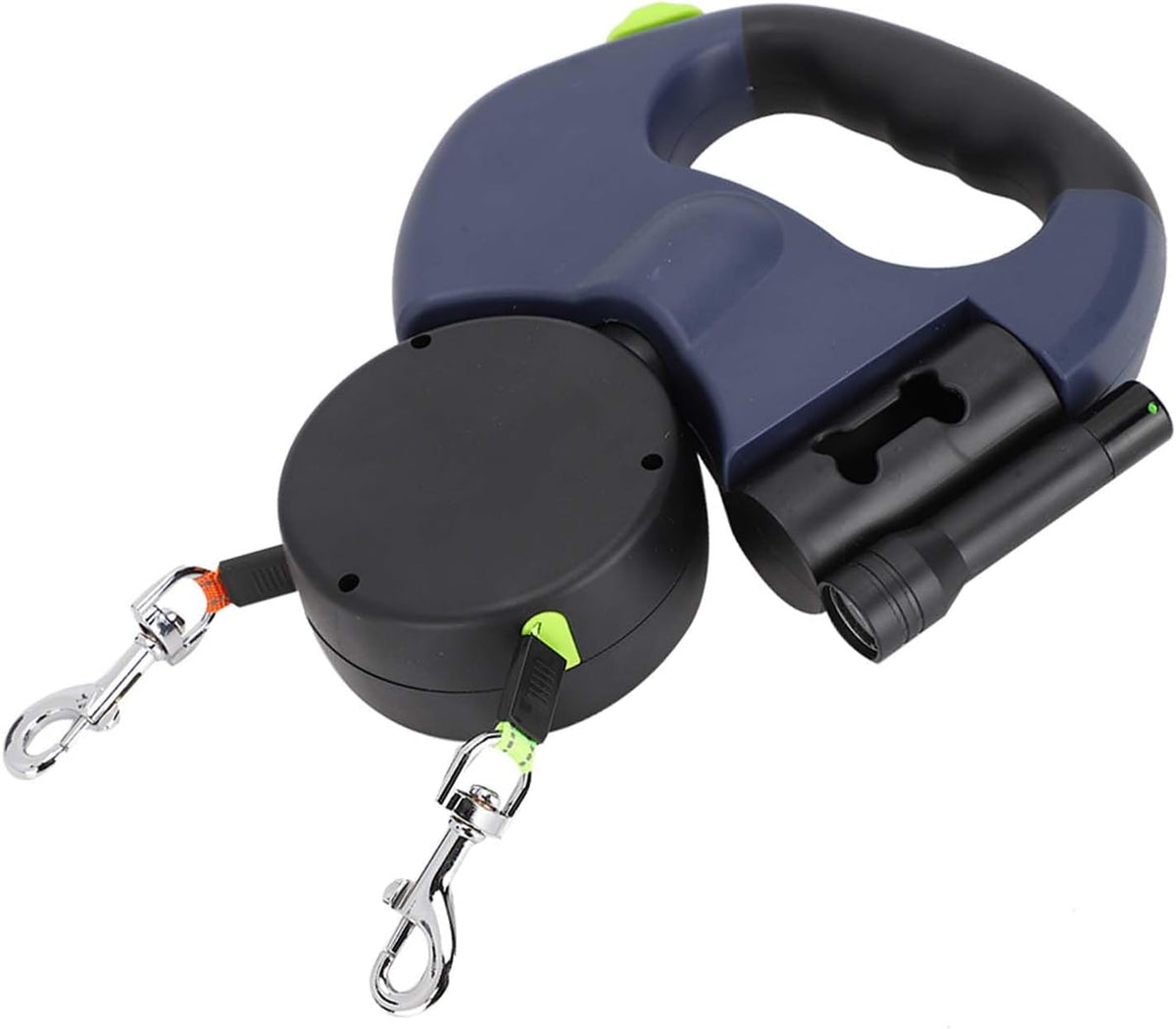 Pet Dog Leash Automatic Retractable Flexible Dog and Cat Leash Double Ended Handheld High Strength Reflective Nylon Webbing with LED Light Dark Grey (Dark Gray)
