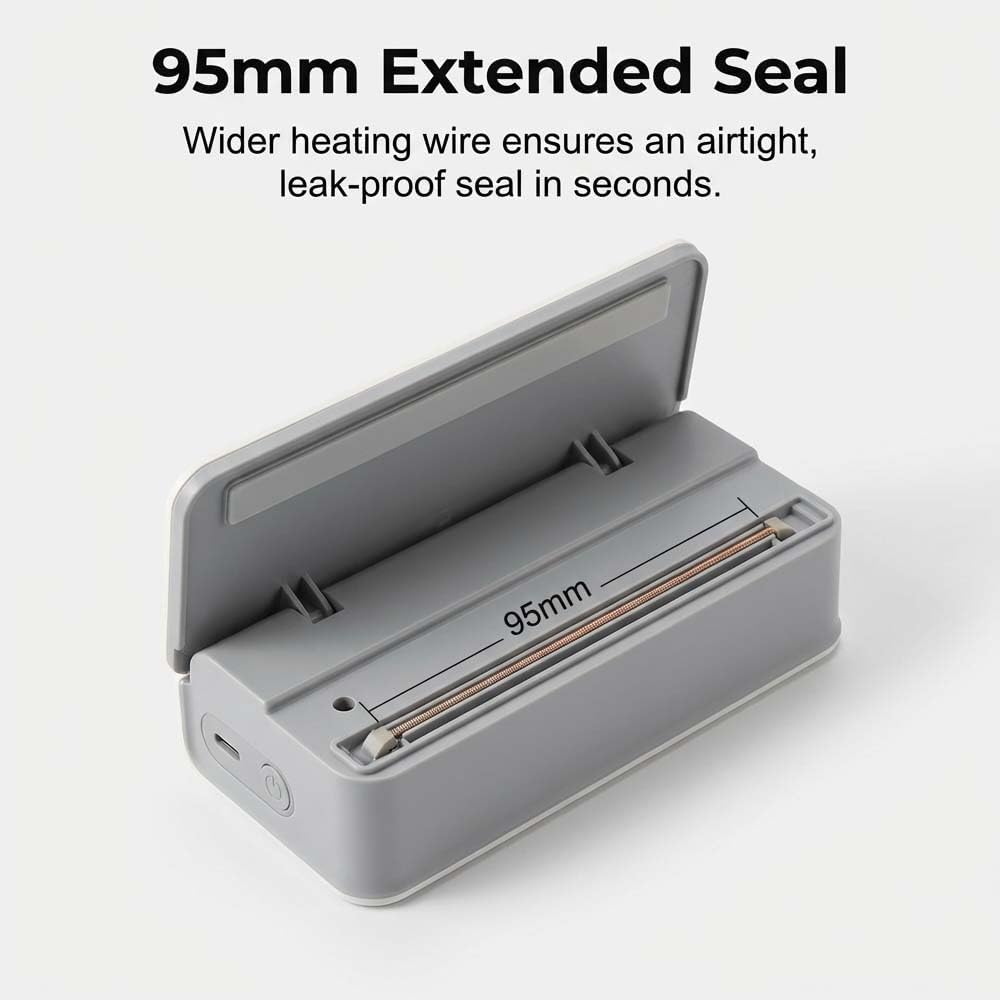 Mini Bag Sealer and Cutter, Rechargeable Potato Chip Bags Heat Sealer Capper, Upgrade Reseals Snack Plastic Bag Heat Seal and Cutter, Portable Bag Resealer for Snack Bags Food Storage (White)