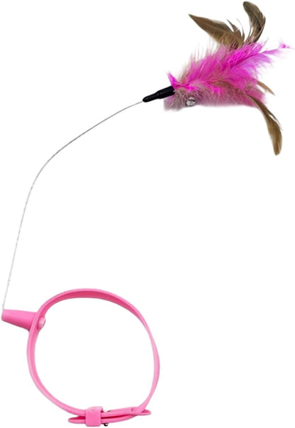 Interactive Cat Toy - Lightweight Collar Toy, Feathers Teaser for Kittens Adult Cats, Pet Toys with Adjustable Strap, Cat Feathers Toys, Teasing Wand for Home Yard Outdoor Play