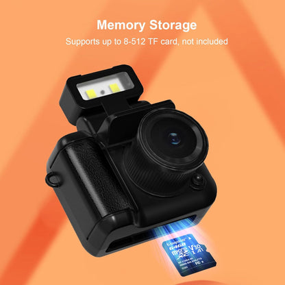 Mini Keychain Camera, 1080P 1.44 inch Small Nostalgia Retro Camera Tiny Video Camcorder with LED Flash and Charging Base, for Travel Study Recording (Black)
