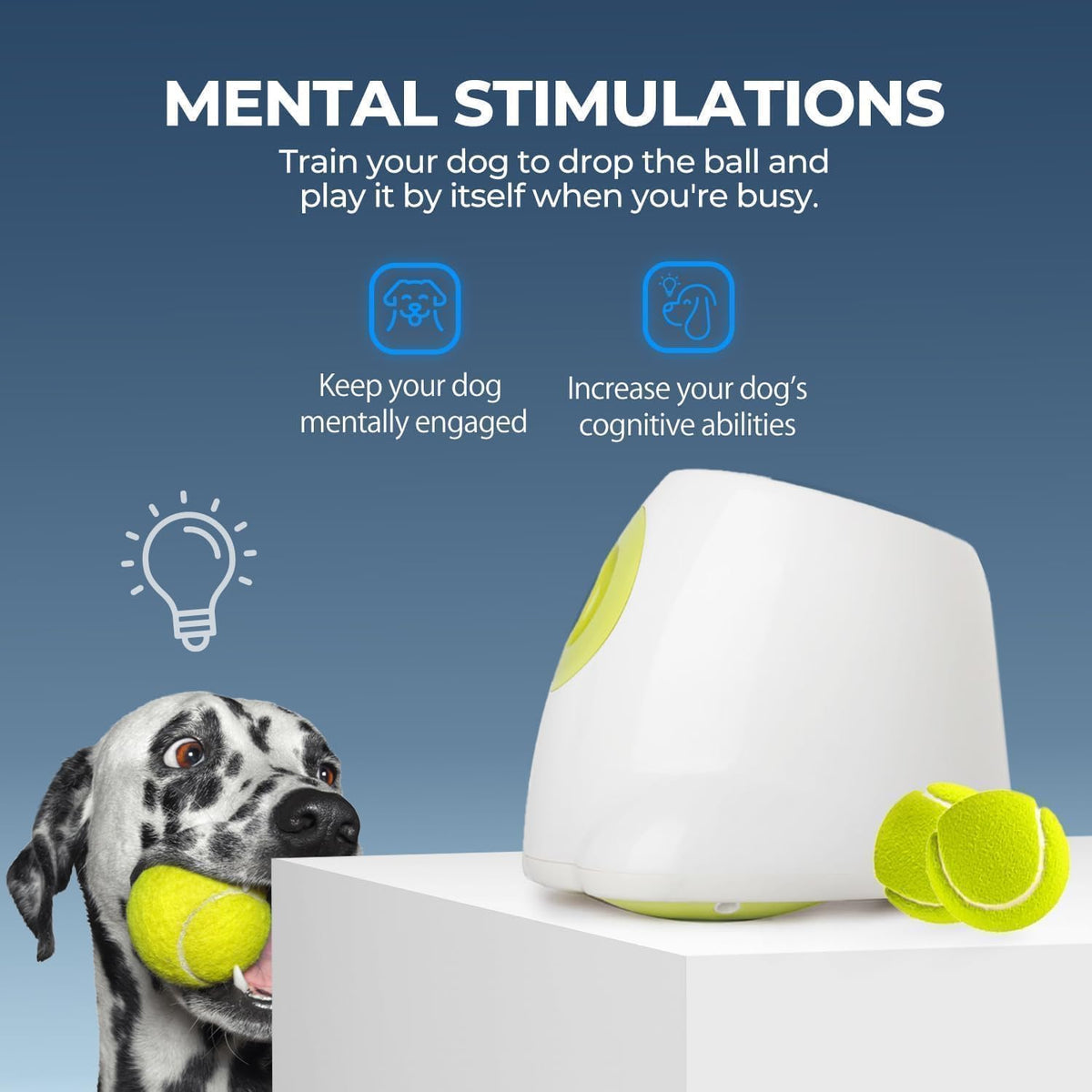 Automatic Dog Ball Launcher (PREMIUM),Interactive Fetch Toy for small to Large Dogs, Rechargeable Pet Ball Thrower Machine for Outdoor Play, 3 Pcs 2.5-Inch Balls Included