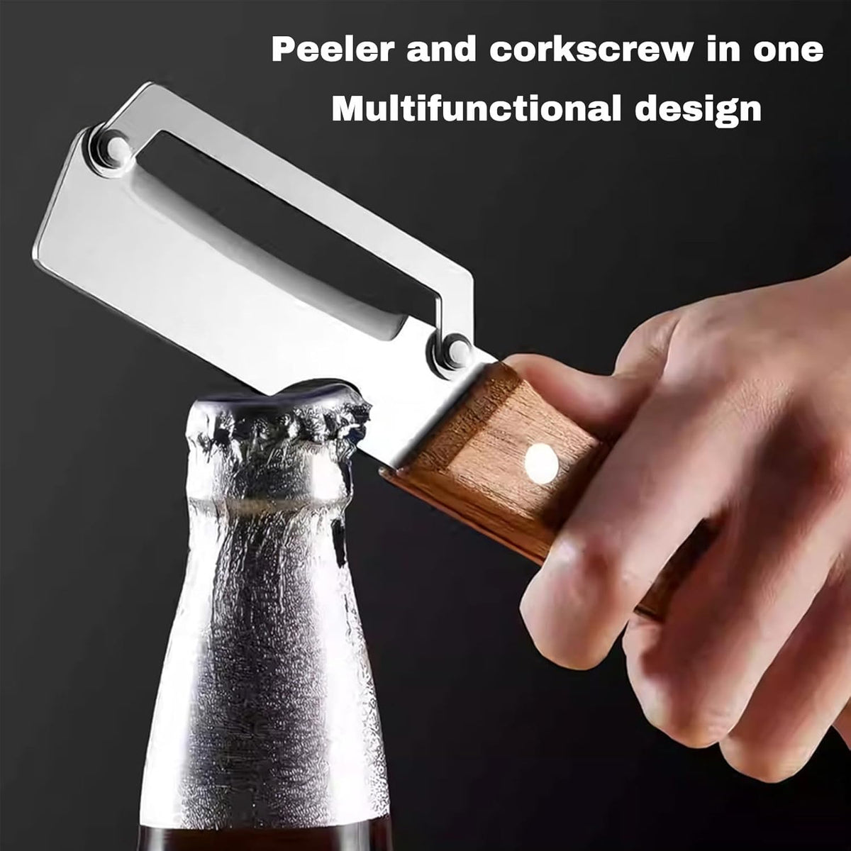 Vegetable Wooden Peeler for Kitchen Tool,Premium 2-in-1 Multifunctional Fruit & Vegetable Peeler with Built-in Bottle Opener, Ideal for All Fruits and Vegetables Needing Peeling