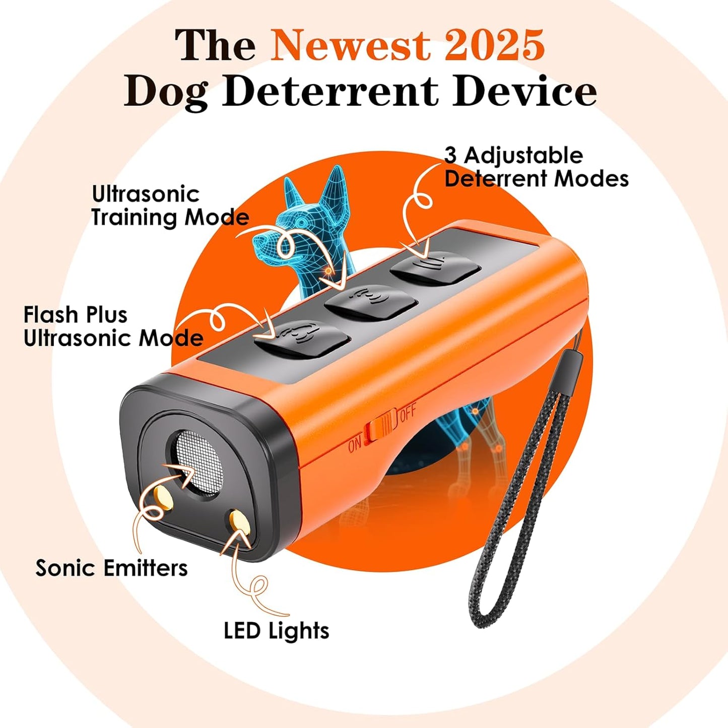 Dog Bark Deterrent Devices Rechargeable Anti-Barking Device for Dogs 50ft Long Range Ultrasonic Correct Your Dog's Bad Behavior at the Push of aButton Better Than Shock Collars or Dog Training Collars