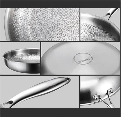 Generic Titanium Pan, Uncoated Titanium Pan, Titanium Hammered Pan Pro, Non-stick Titanium Pan 26/28/30/32 cm for Cooking, Multifunctional Stainless Steel Pan