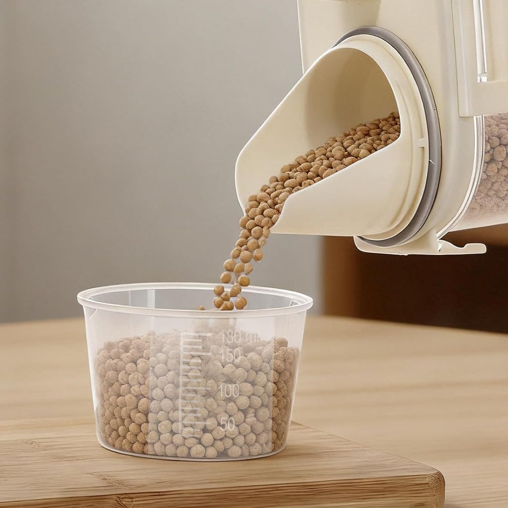 2 Pcs 3.17 Qt/3 L Bird Seed Storage Container Airtight- Portable Bird Food Container with Airtight Measuring Cup, Clear Pet Parrot Seed Dispenser for Birds Food Chicken Feed Storage, Beige Lid