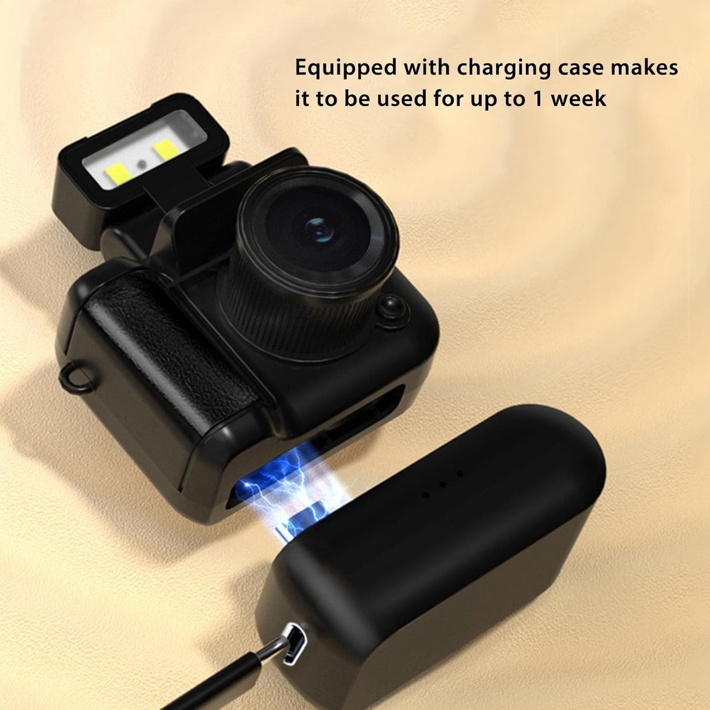 Mini Keychain Camera, 1080P 1.44 inch Small Nostalgia Retro Camera Tiny Video Camcorder with LED Flash and Charging Base, for Travel Study Recording (Black)