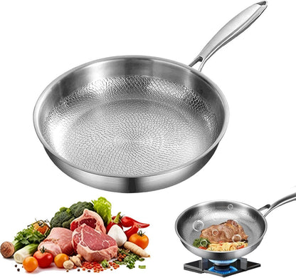 Generic Titanium Pan, Uncoated Titanium Pan, Titanium Hammered Pan Pro, Non-stick Titanium Pan 26/28/30/32 cm for Cooking, Multifunctional Stainless Steel Pan