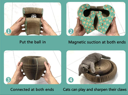 Kitty Curls cat Toy Foldable Magic Organ Cat Scratching Board Cat Ball Adventure The Ultimate Interactive Mental Physical Exercise for Indoor Cats Toy