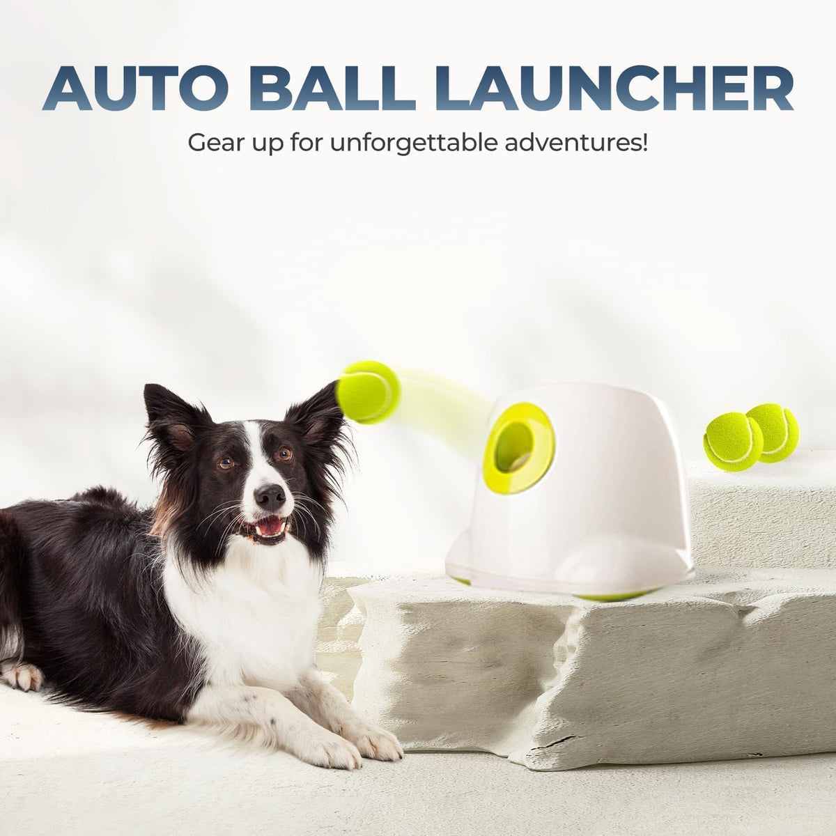 Automatic Dog Ball Launcher (PREMIUM),Interactive Fetch Toy for small to Large Dogs, Rechargeable Pet Ball Thrower Machine for Outdoor Play, 3 Pcs 2.5-Inch Balls Included