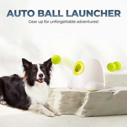 Automatic Dog Ball Launcher (PREMIUM),Interactive Fetch Toy for small to Large Dogs, Rechargeable Pet Ball Thrower Machine for Outdoor Play, 3 Pcs 2.5-Inch Balls Included