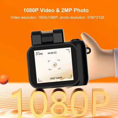 Mini Keychain Camera, 1080P 1.44 inch Small Nostalgia Retro Camera Tiny Video Camcorder with LED Flash and Charging Base, for Travel Study Recording (Black)