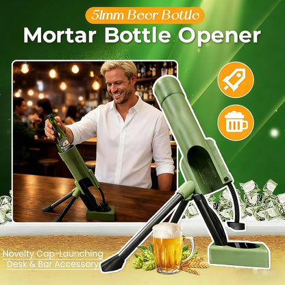 Beer Bottle Mortar Automatic Bottle Opener Bierflaschenöffner,51mm Flaschenöffner in Mörserform,Witziger Freihändiger Kronkorkenwerfer mit Druckknopf, Dekoration für Zuhause, Partys, Bar (A)