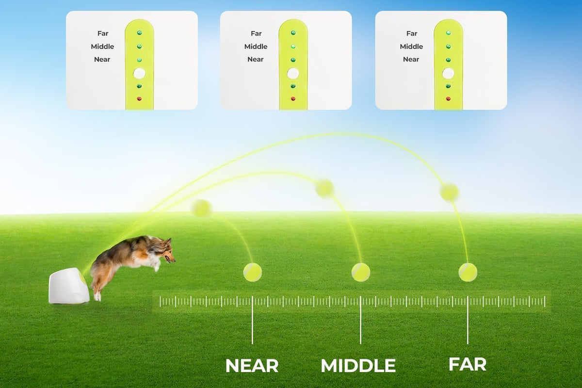 Automatic Dog Ball Launcher (PREMIUM),Interactive Fetch Toy for small to Large Dogs, Rechargeable Pet Ball Thrower Machine for Outdoor Play, 3 Pcs 2.5-Inch Balls Included