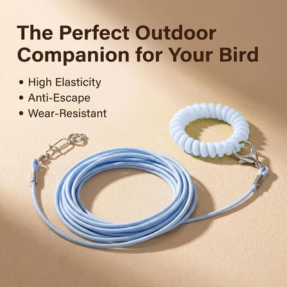 Bird Leash and Parrot Harness with Leg Ring. 2 Sets Elastic Outdoor Training Rope for Parakeet Conure Cockatiel. Anti-Flyaway Flying Equipment for Small Medium Birds